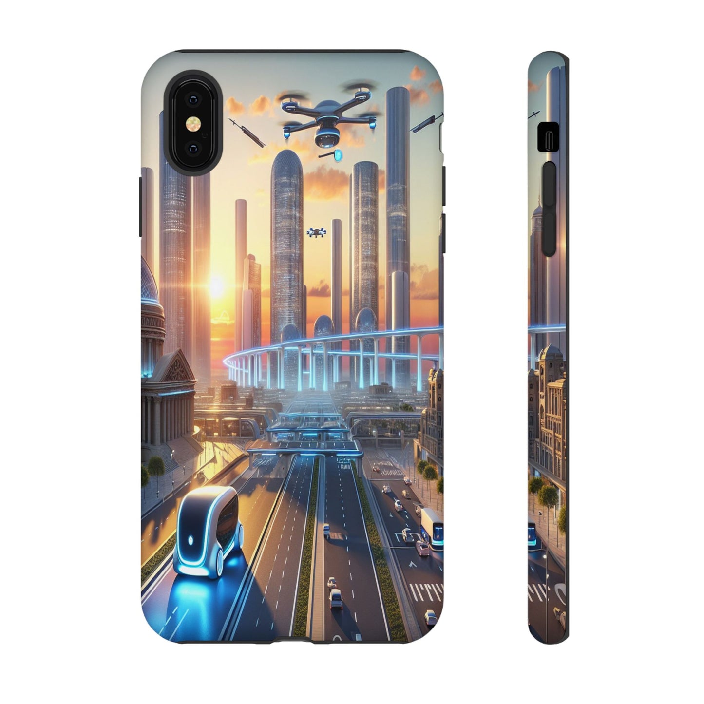 Futuristic Cityscape Unveiled - Phone Case