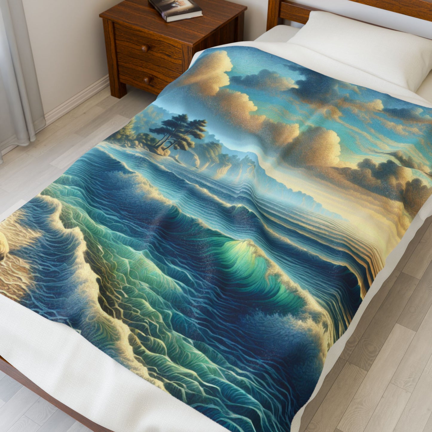 Seascape Whispers at Dawn- Plush Blanket