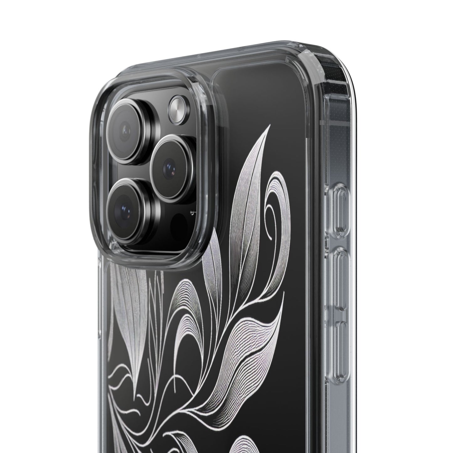 Transparent Nature's Embrace in Linework Iphone Case Compatible With Iphone 16 15 14 - Clear Phone Cover