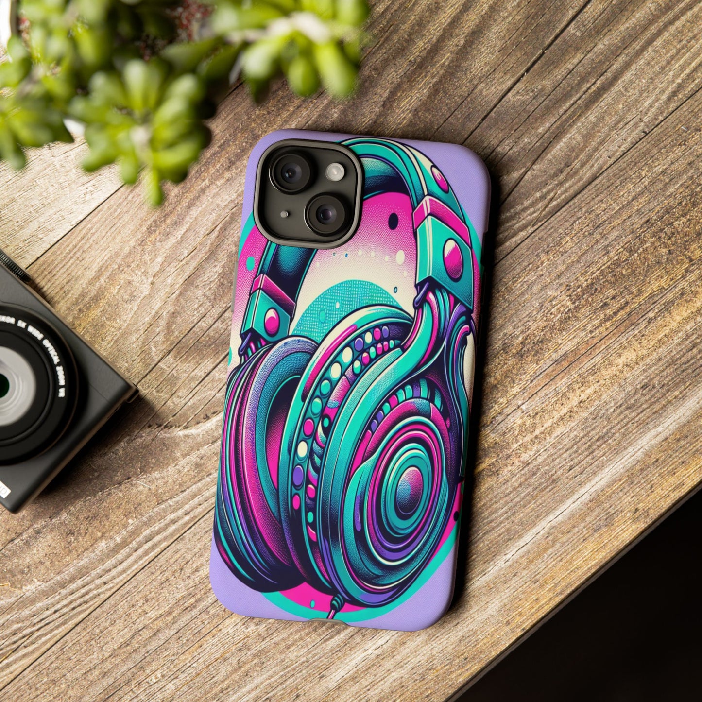Custom ProtectiveHeadphone Vibes in Electric ColorsIphone Case Compatible With Iphone 16 15 14 - Phone Cover