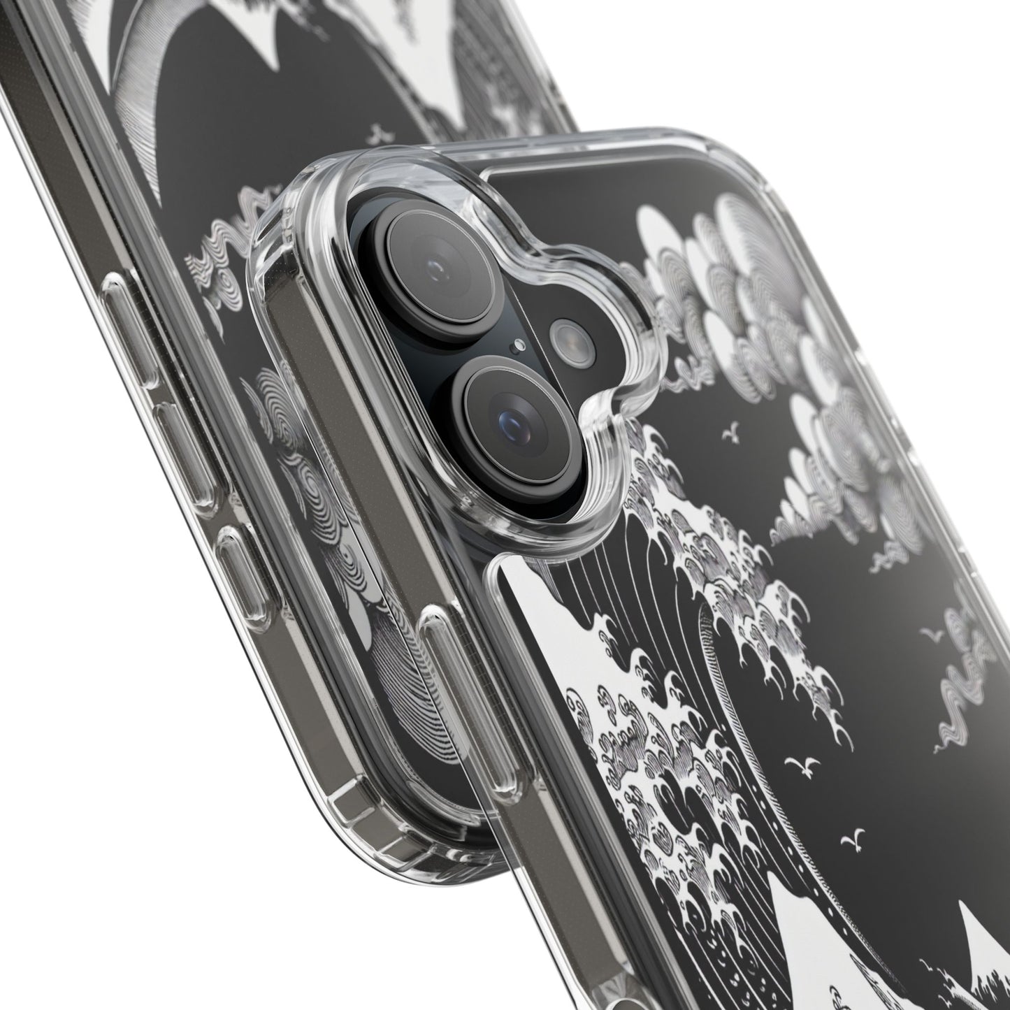 Transparent Waves and Mountains Iphone Case Compatible With Iphone 16 15 14 - Clear Phone Cover