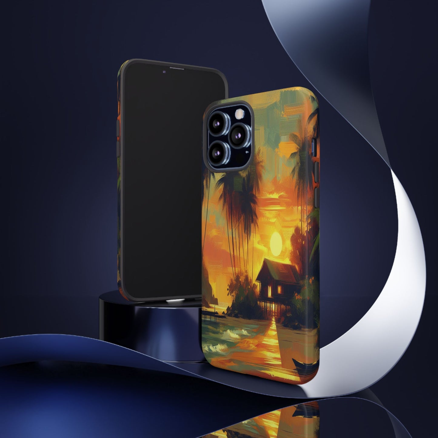 Protective Island Paradise at Dusk Iphone Case Compatible With Iphone 16 15 14 - Phone Cover