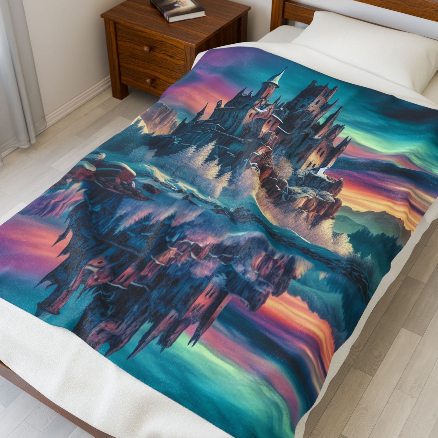 Winter Castle at Lakeside - Plush Blanket
