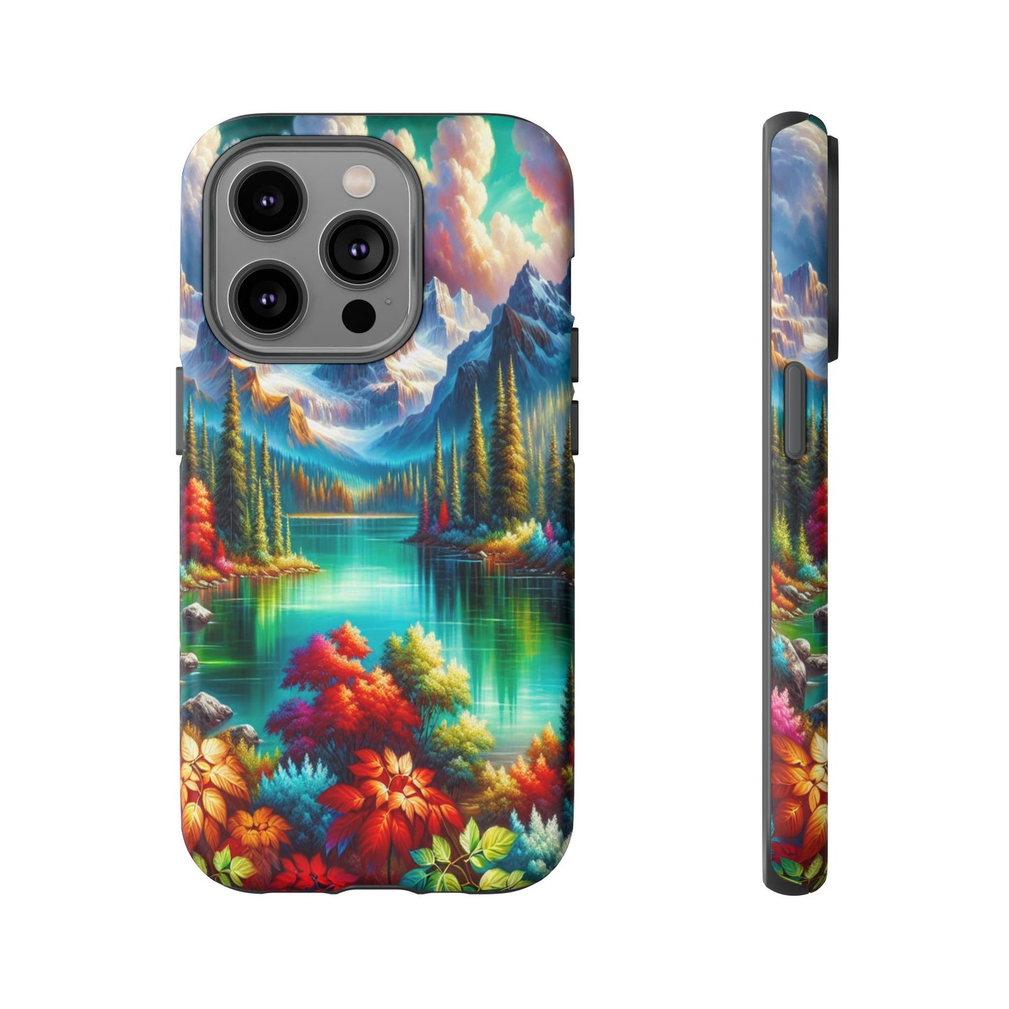 Colorful Mountain Lake Scene - Phone Case