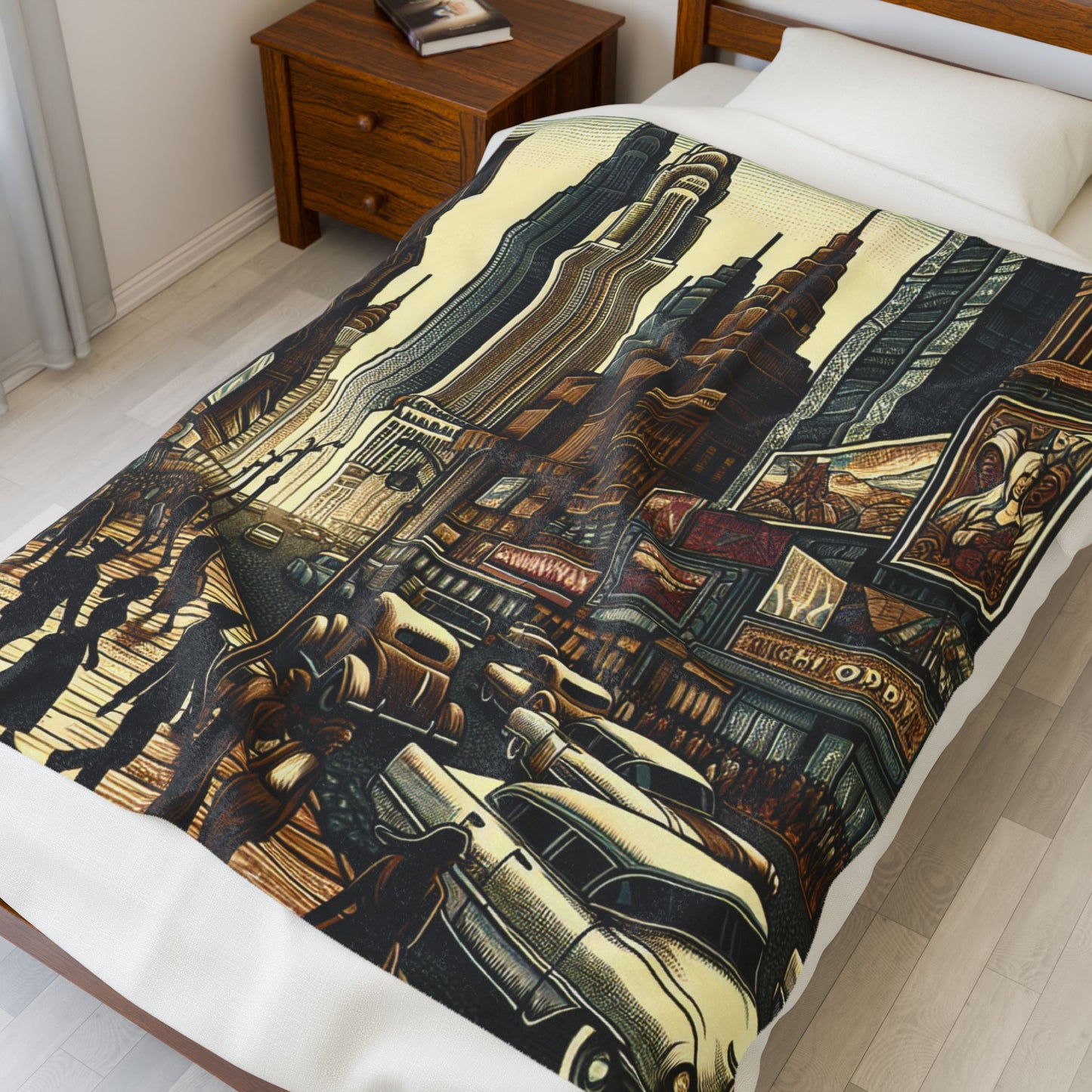 City Life Panorama - Plush Blanket