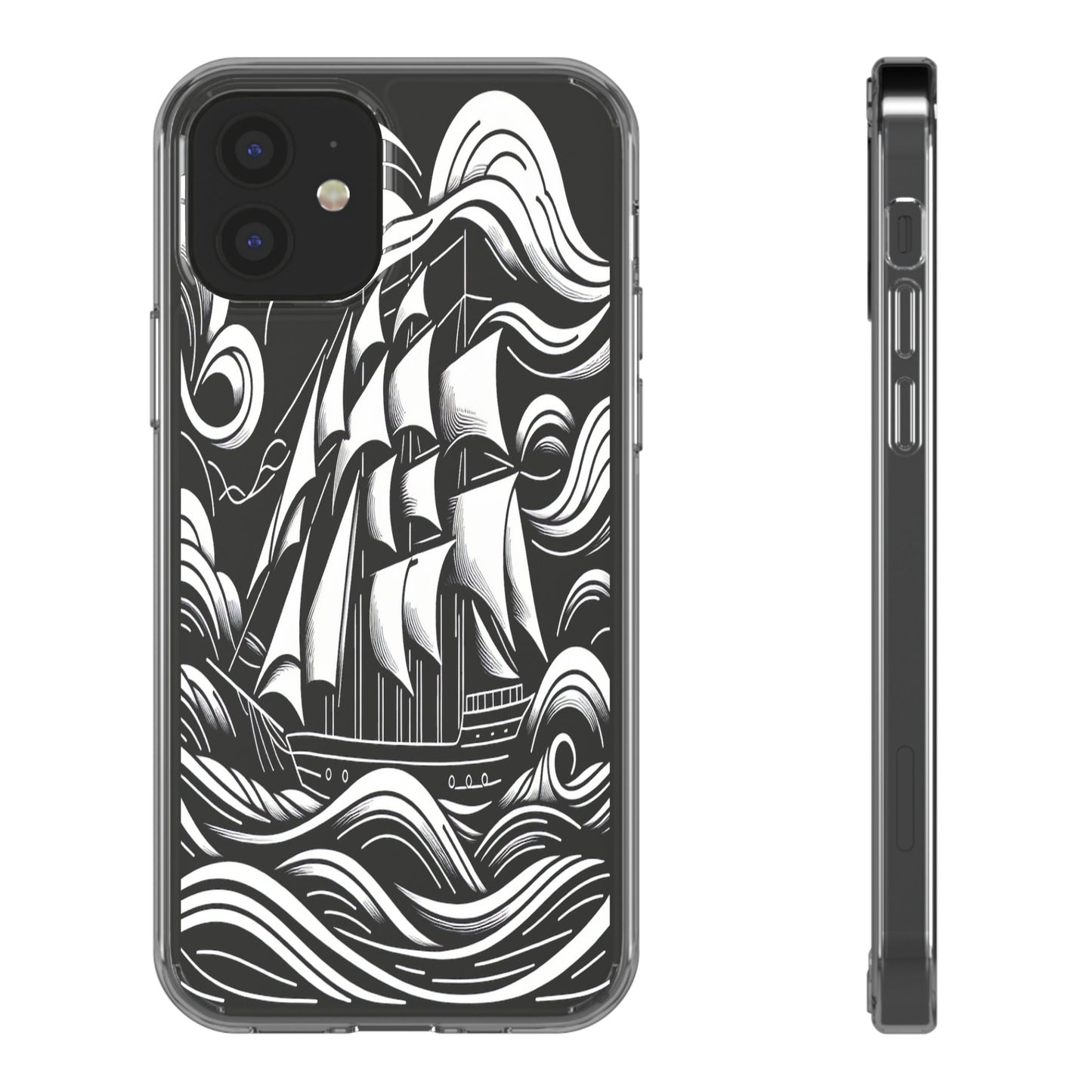 Transparent Journey on the Waves Iphone Case Compatible With Iphone 16 15 14 - Clear Phone Cover