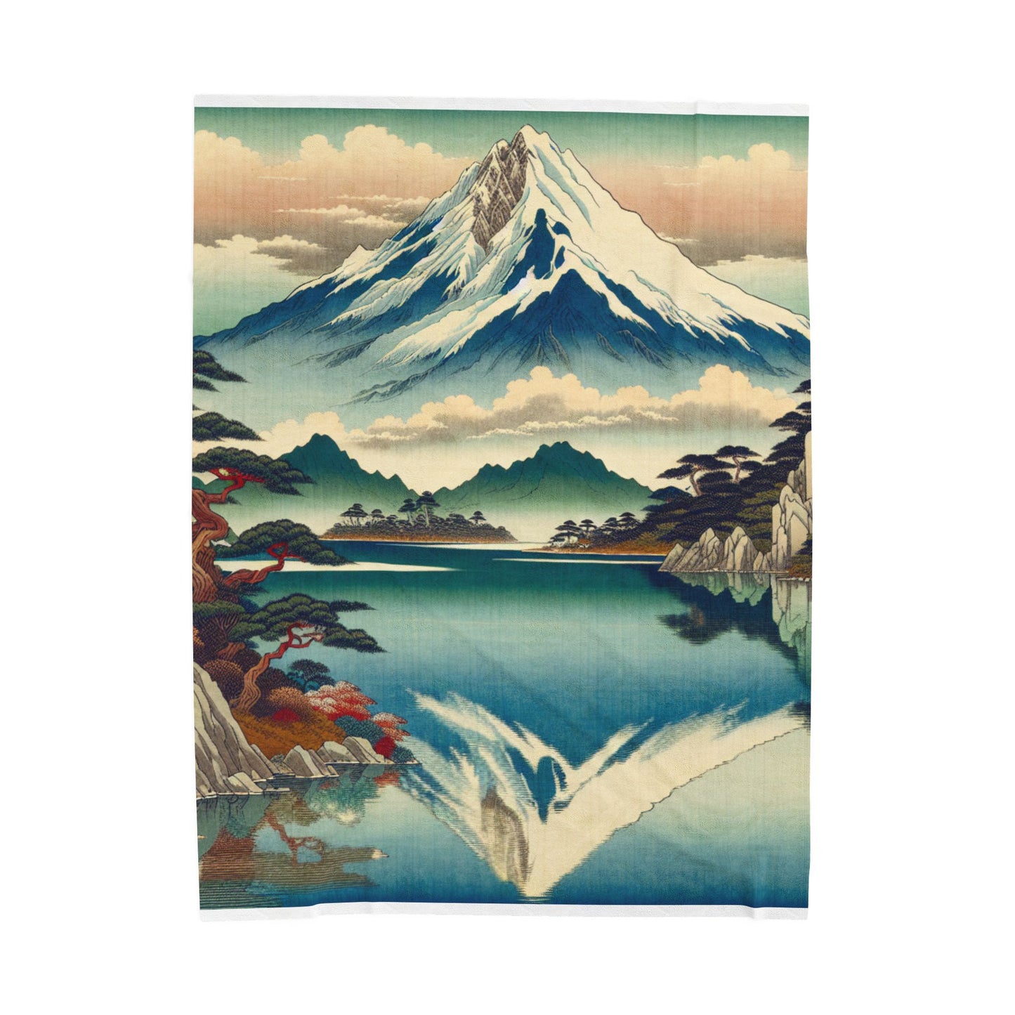 Majestic Peaks and Tranquil Lake - Plush Blanket