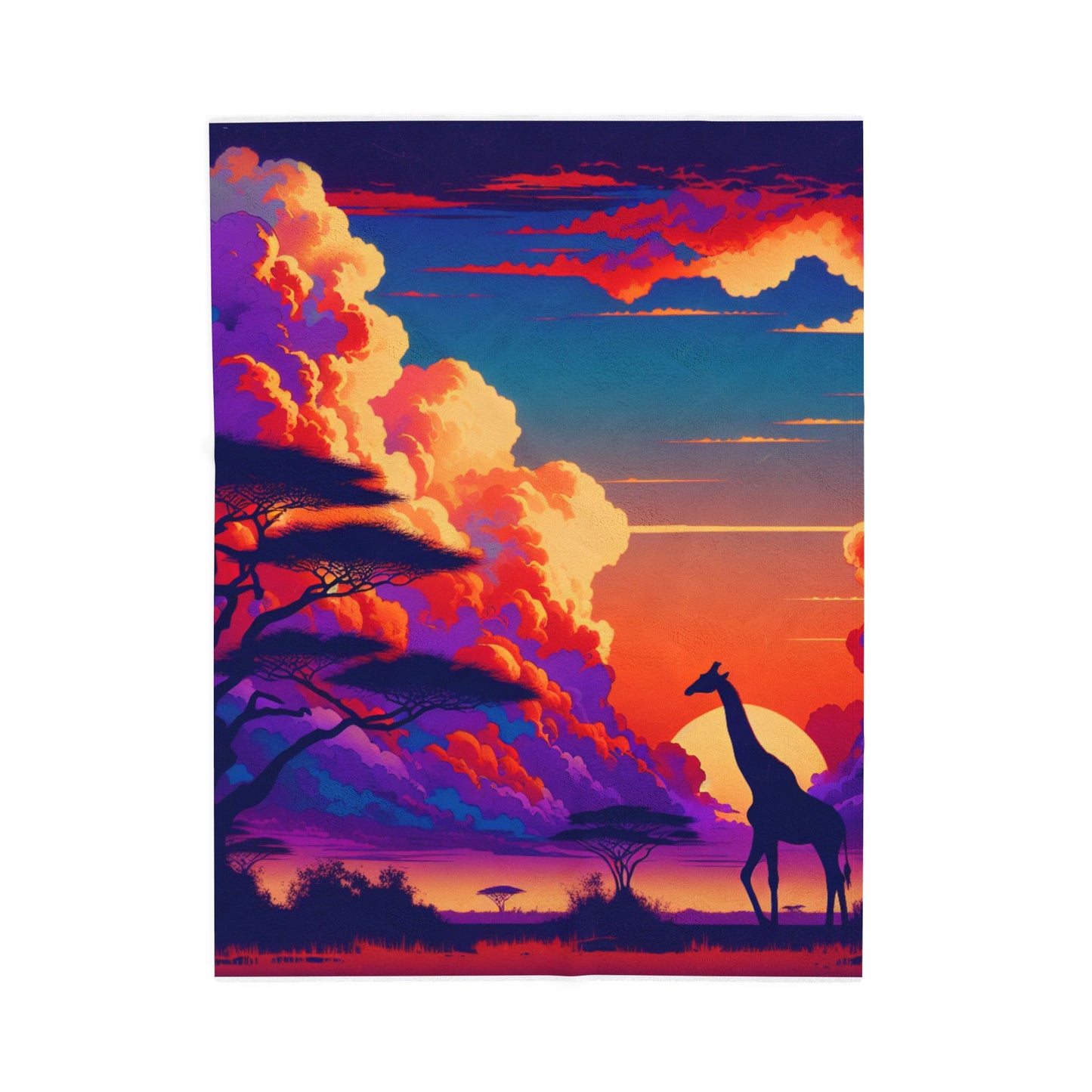 Giraffe Among the Clouds - Plush Blanket