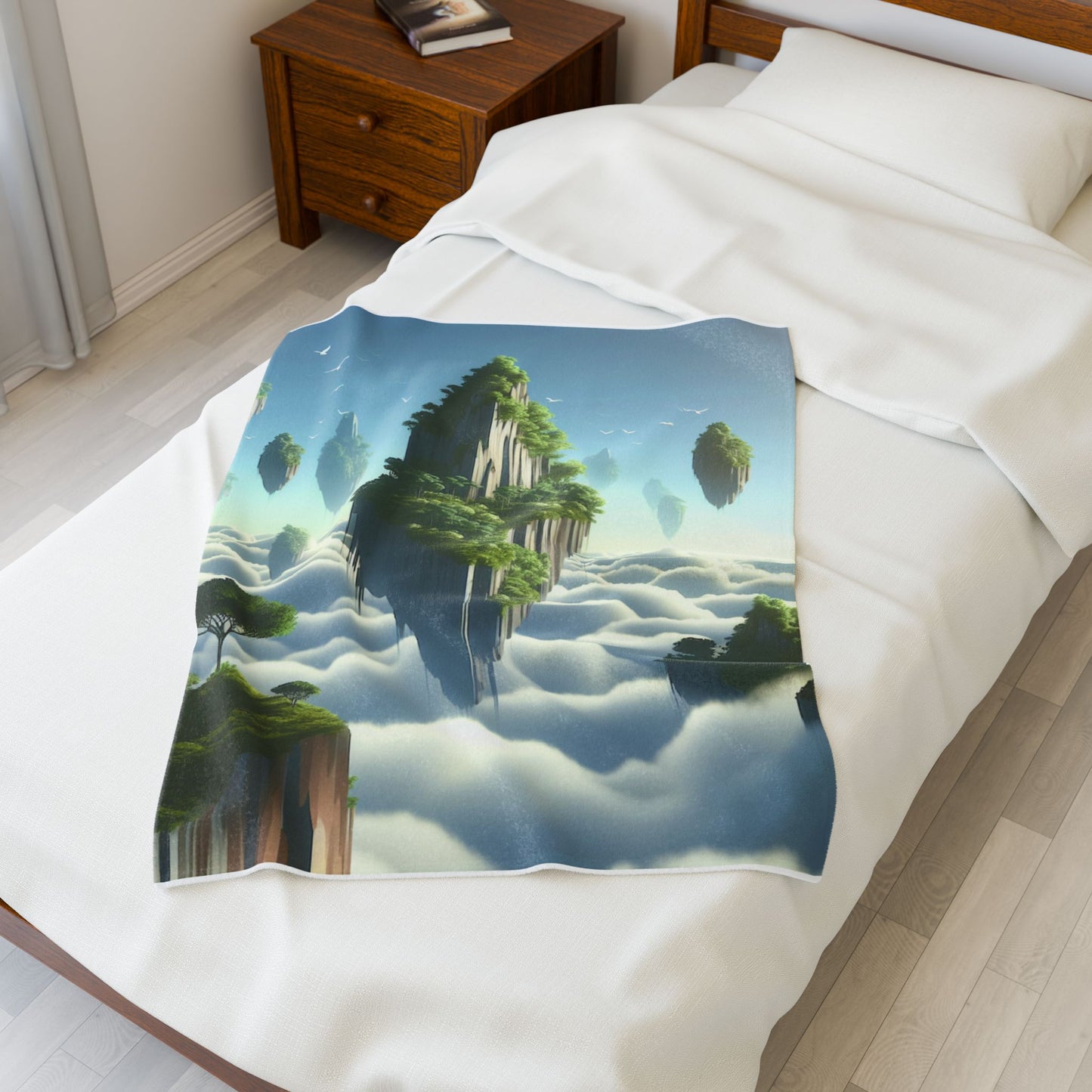 Floating Island Gardens in the Clouds - Plush Blanket