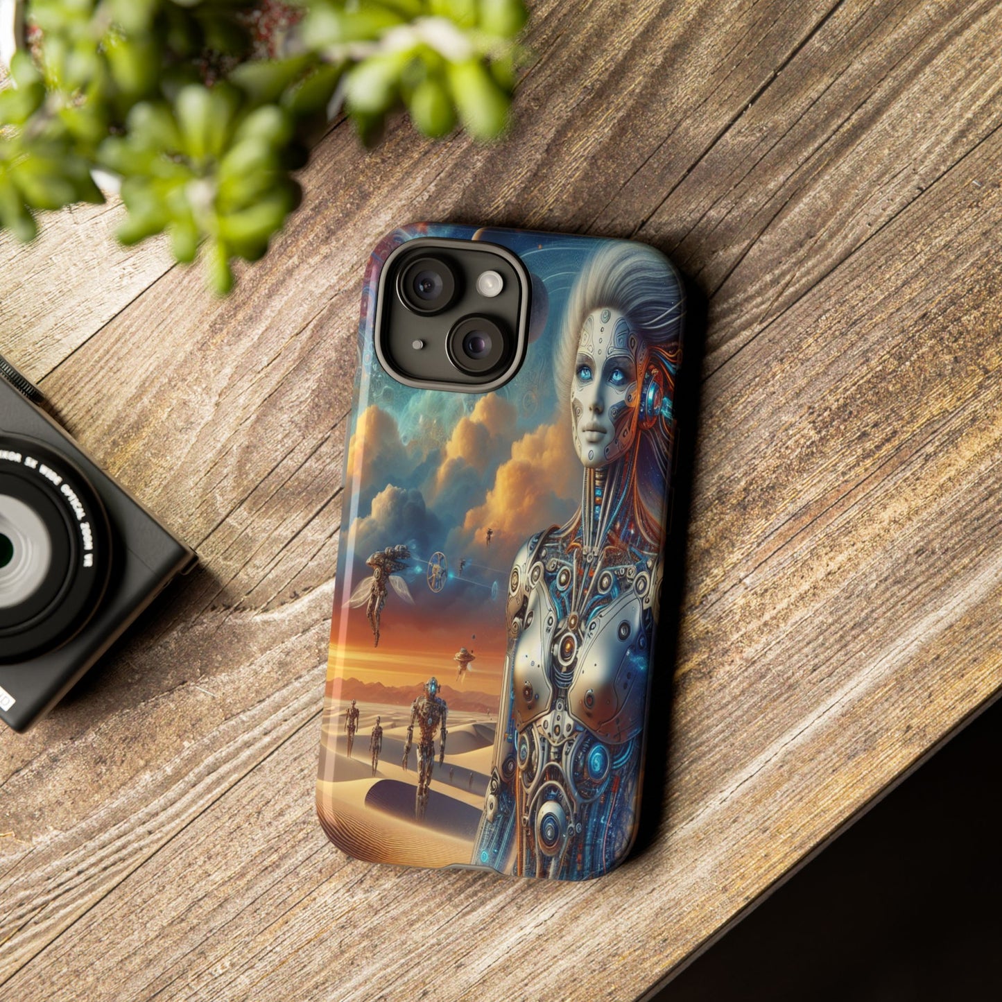 Protective Futuristic Wanderers in the Dunes Iphone Case Compatible With Iphone 16 15 14 - Phone Cover