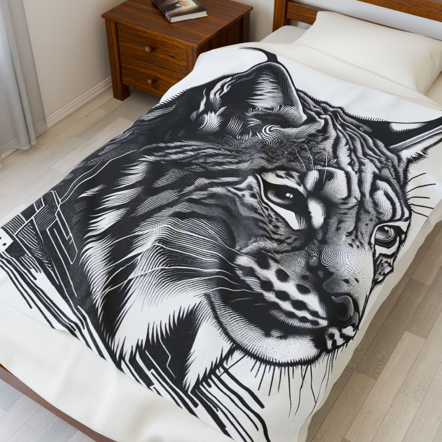 Monochrome Majesty of the Wild- Plush Blanket