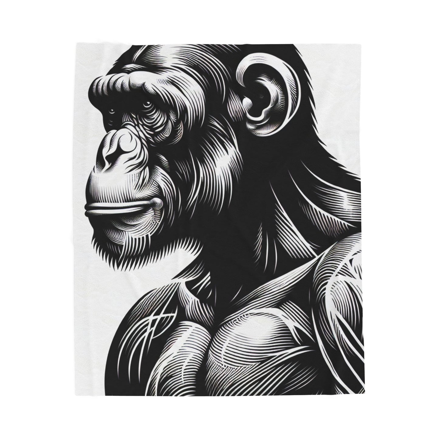 Monochrome Primate Contours- Plush Blanket