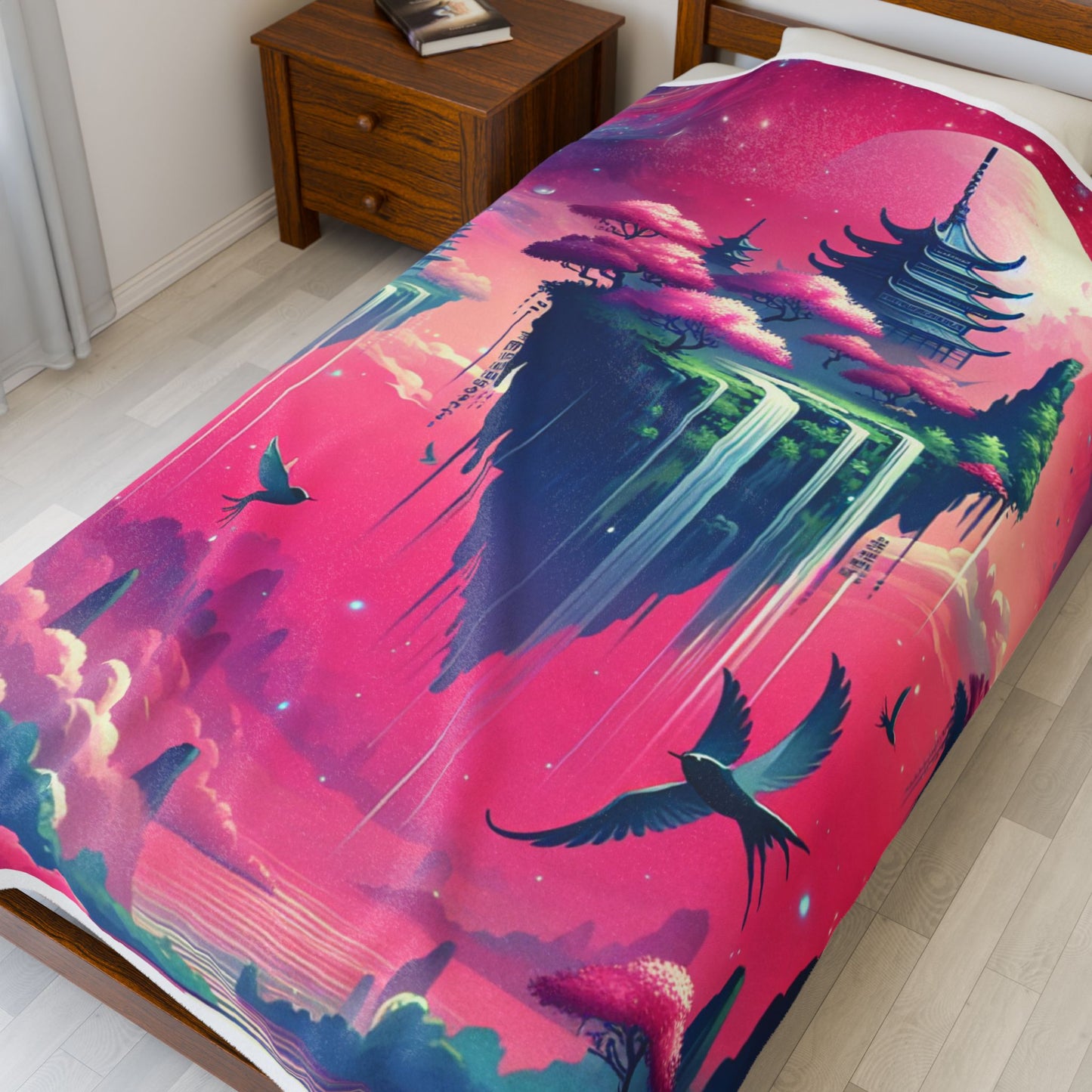 Floating Oasis in the Clouds - Plush Blanket