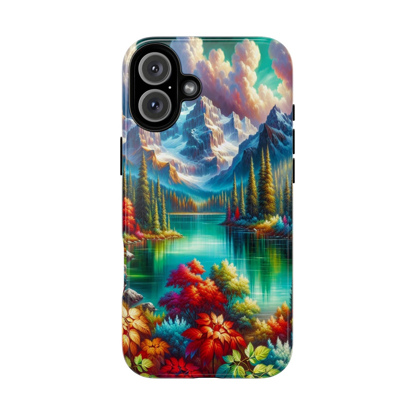 Colorful Mountain Lake Scene - Phone Case
