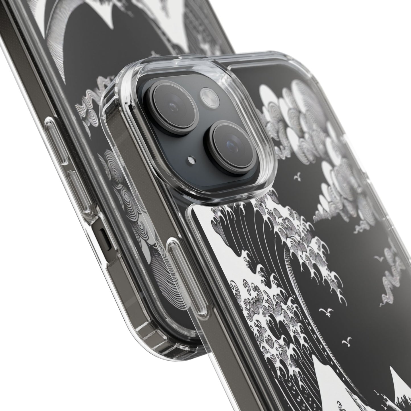 Transparent Waves and Mountains Iphone Case Compatible With Iphone 16 15 14 - Clear Phone Cover