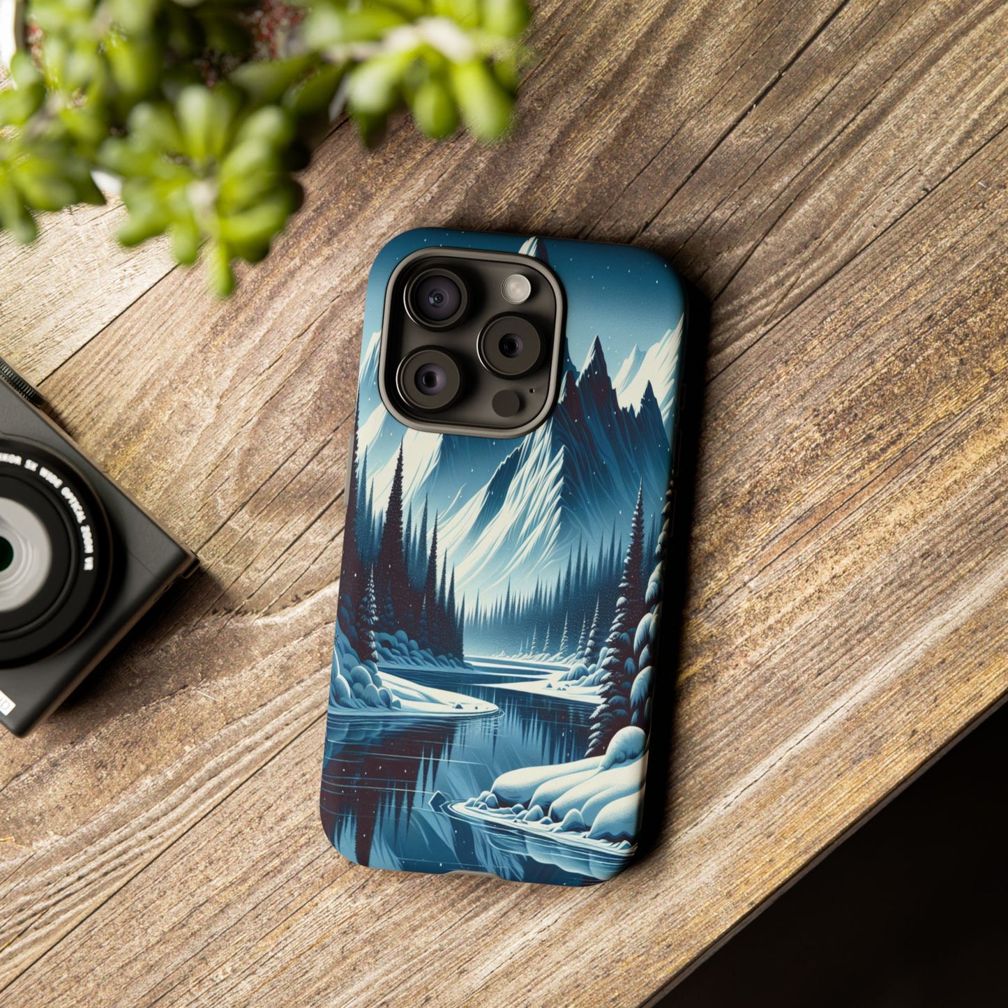 Frozen Peaks and Icy Reflections - Phone Case