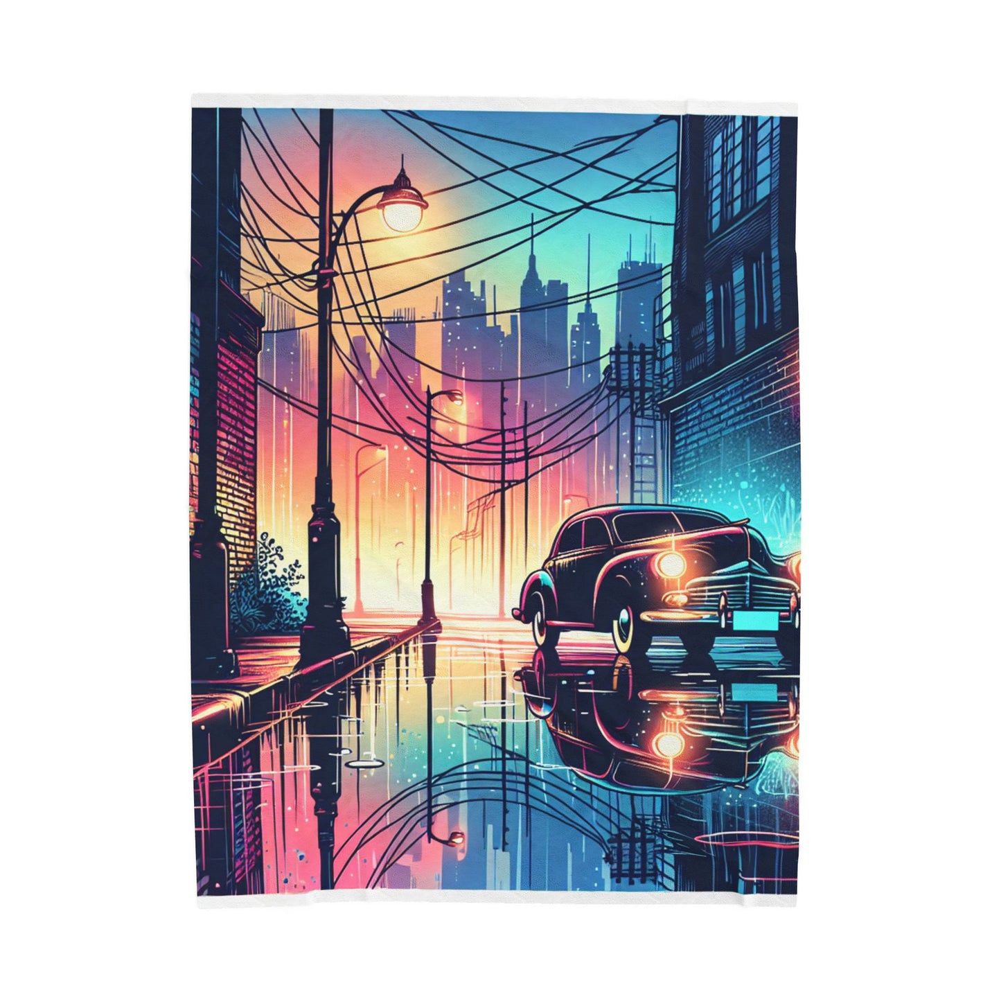 Evening Glow in the City Streets - Plush Blanket