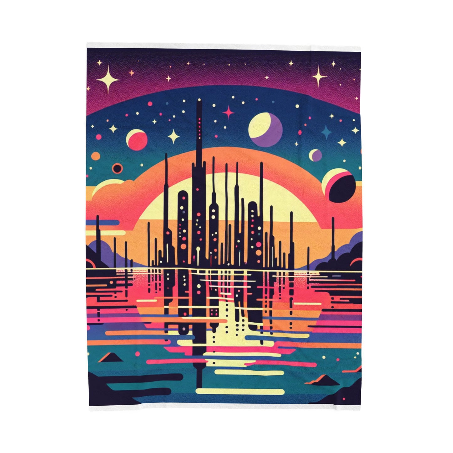 Celestial Skyline Oasis - Plush Blanket