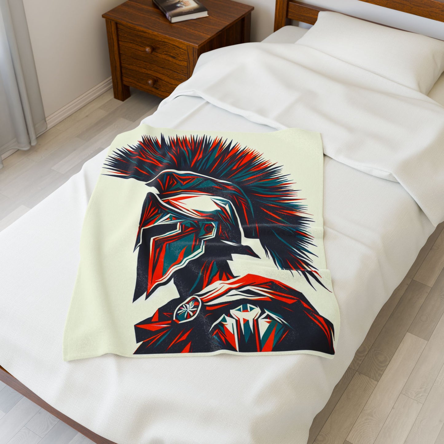 Geometric Spartan Warrior- Plush Blanket