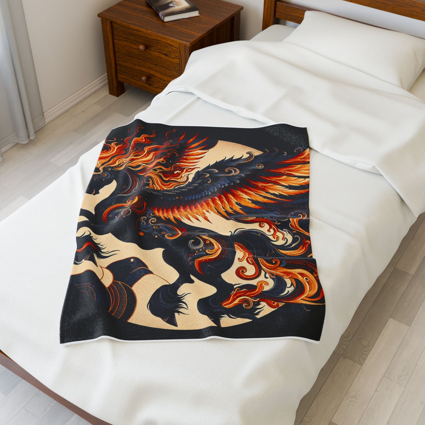 Fiery Winged Stallion - Plush Blanket