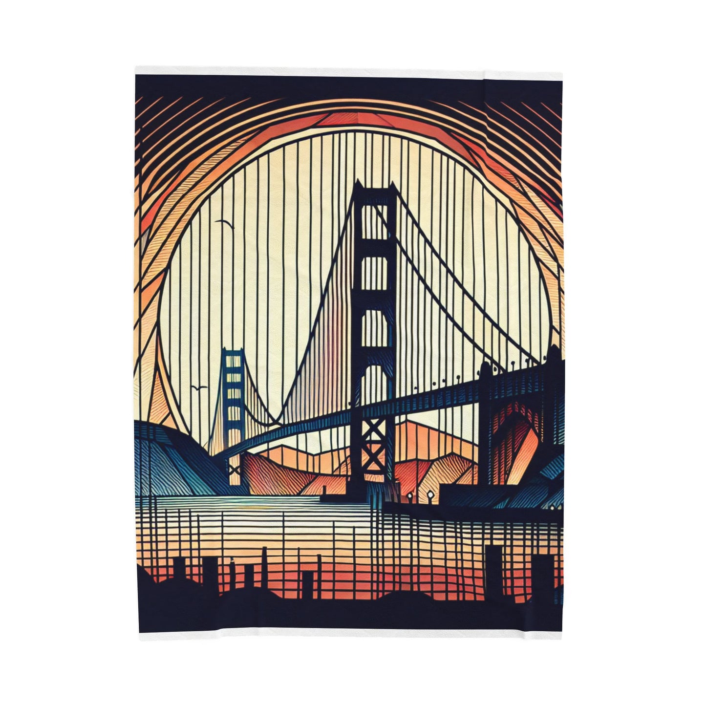 Golden Gate Graphic Panorama- Plush Blanket