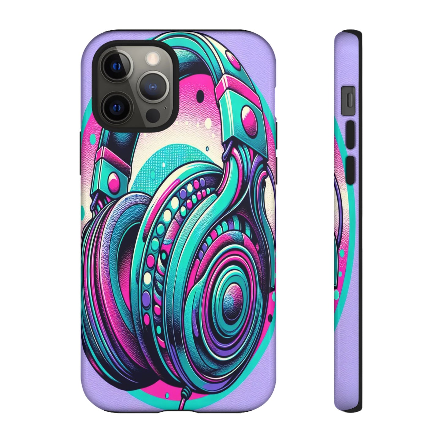 Custom ProtectiveHeadphone Vibes in Electric ColorsIphone Case Compatible With Iphone 16 15 14 - Phone Cover