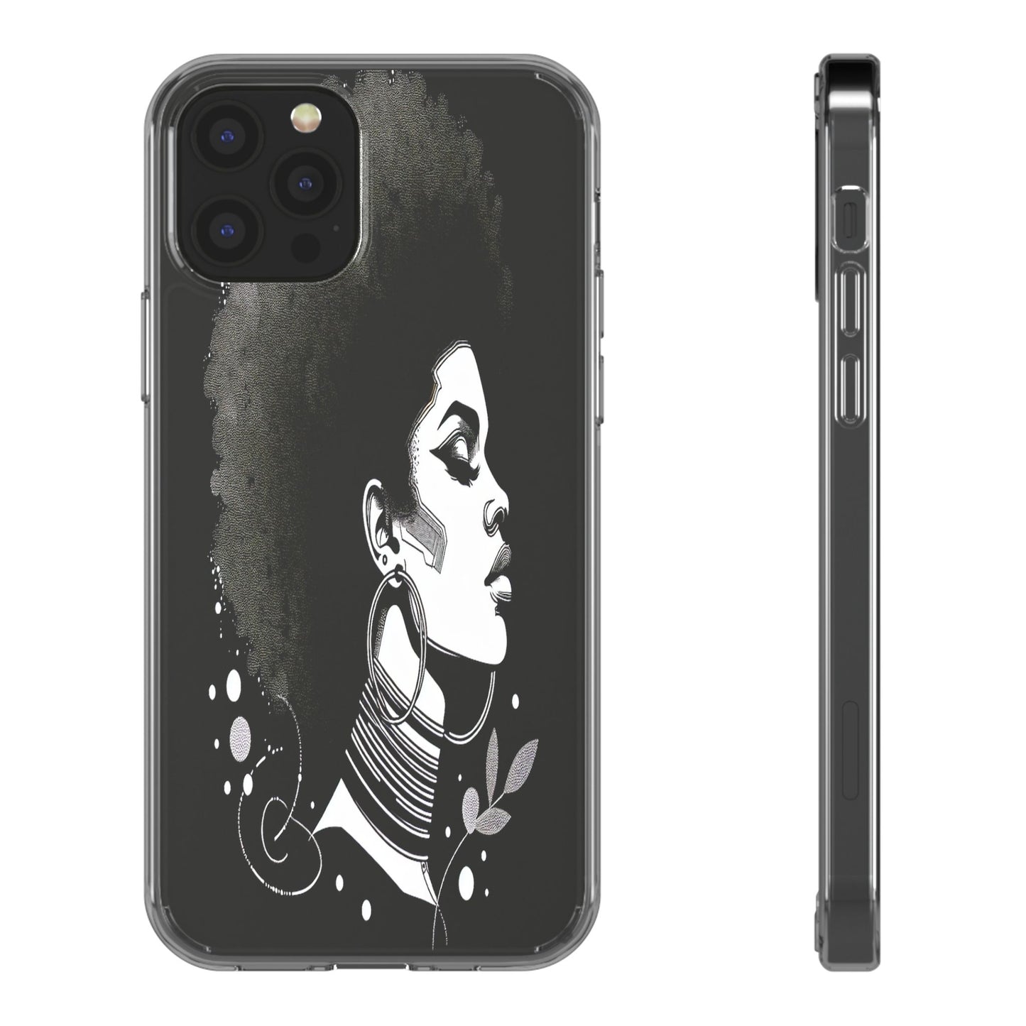 Transparent Afro Goddess Portrait Iphone Case Compatible With Iphone 16 15 14 - Clear Phone Cover