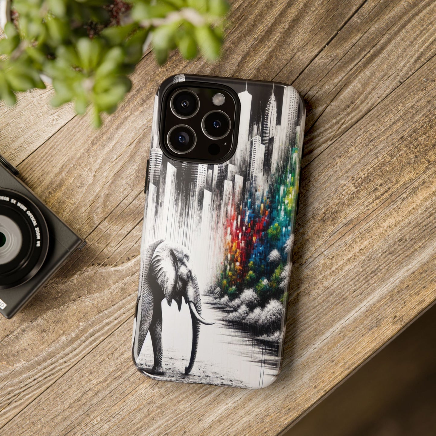 Protective Elephant's Journey Through the Cityscape Iphone Case Compatible With Iphone 16 15 14 - Phone Cover