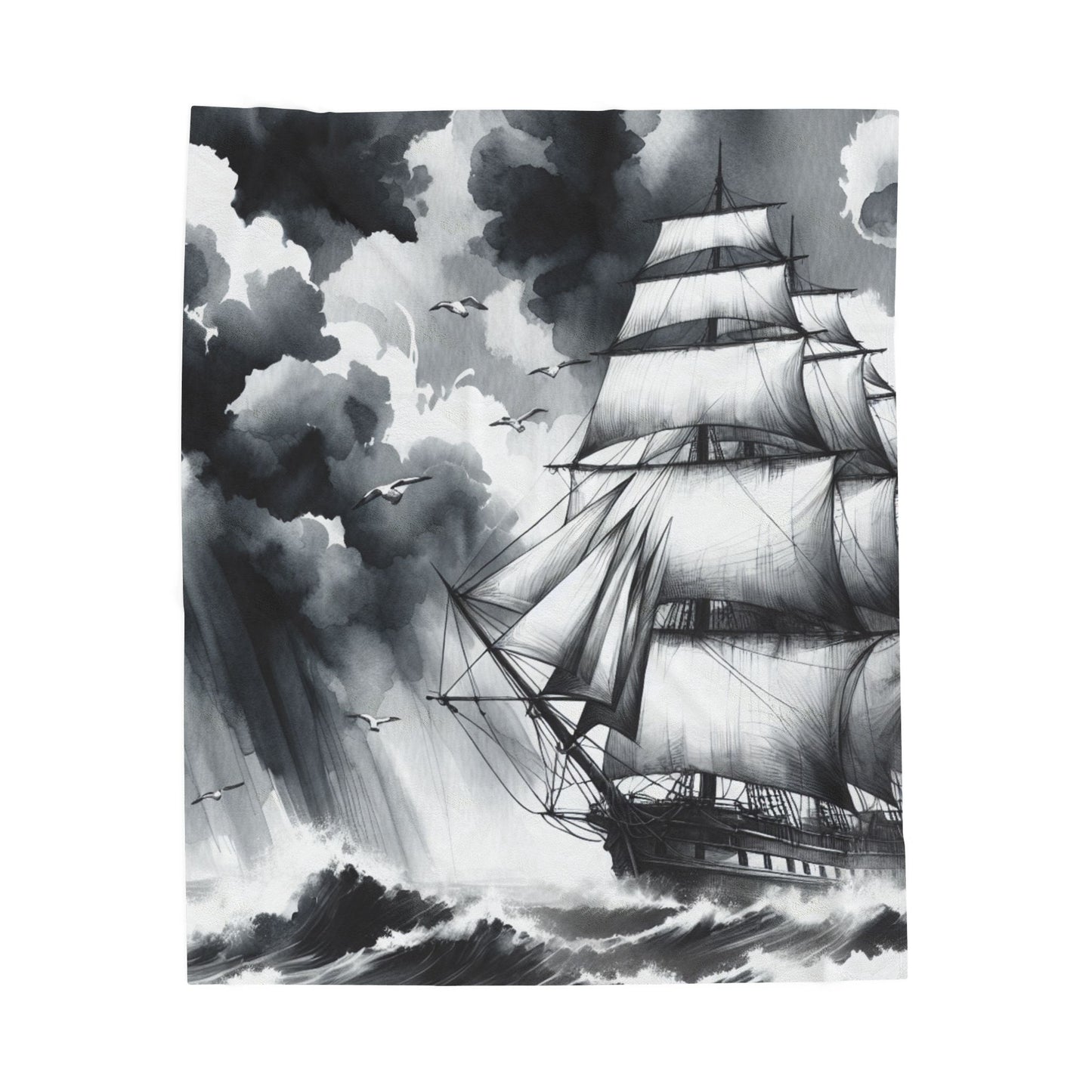 Sailing Through the Tempest - Plush Blanket