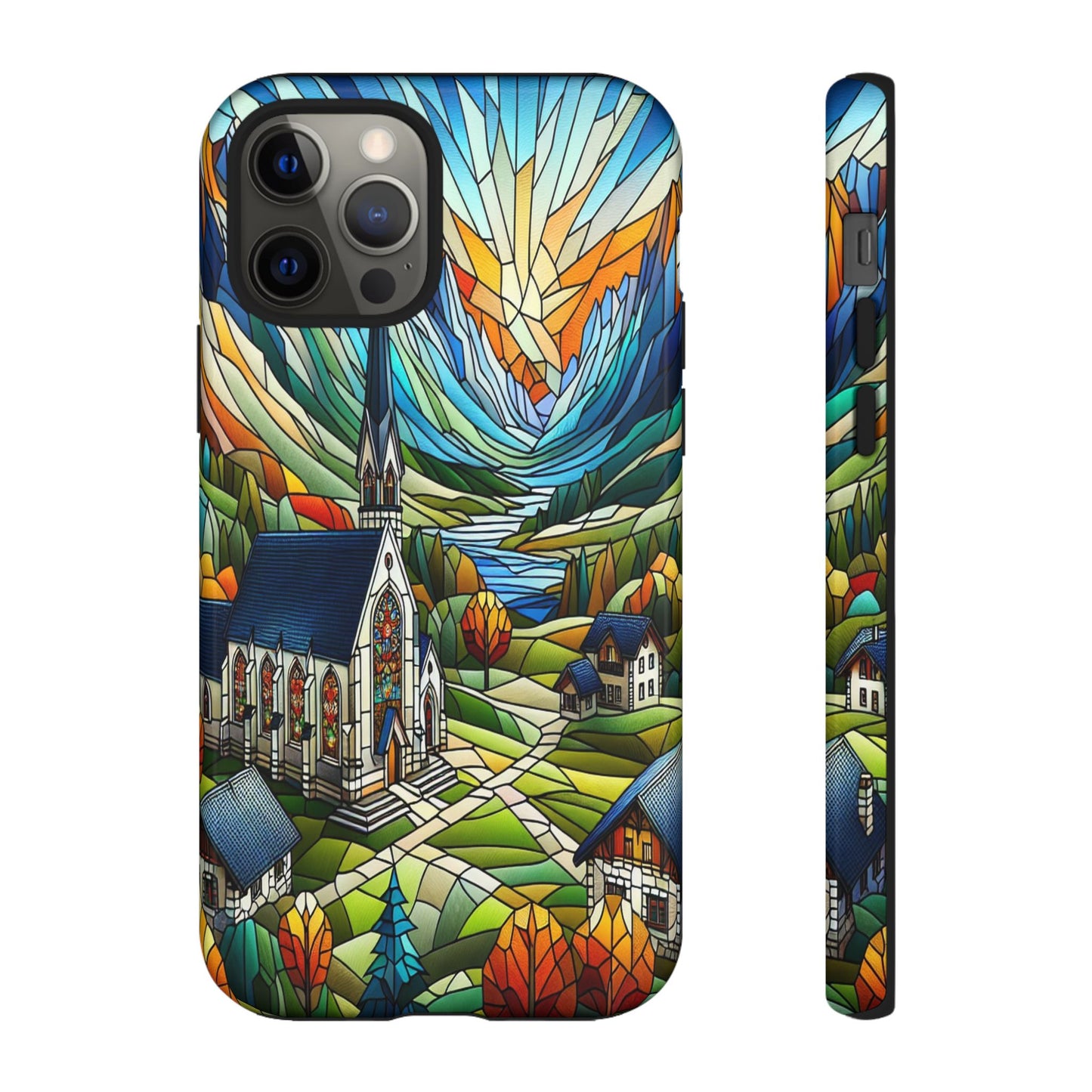 Stained Glass Countryside Scene - Phone Case