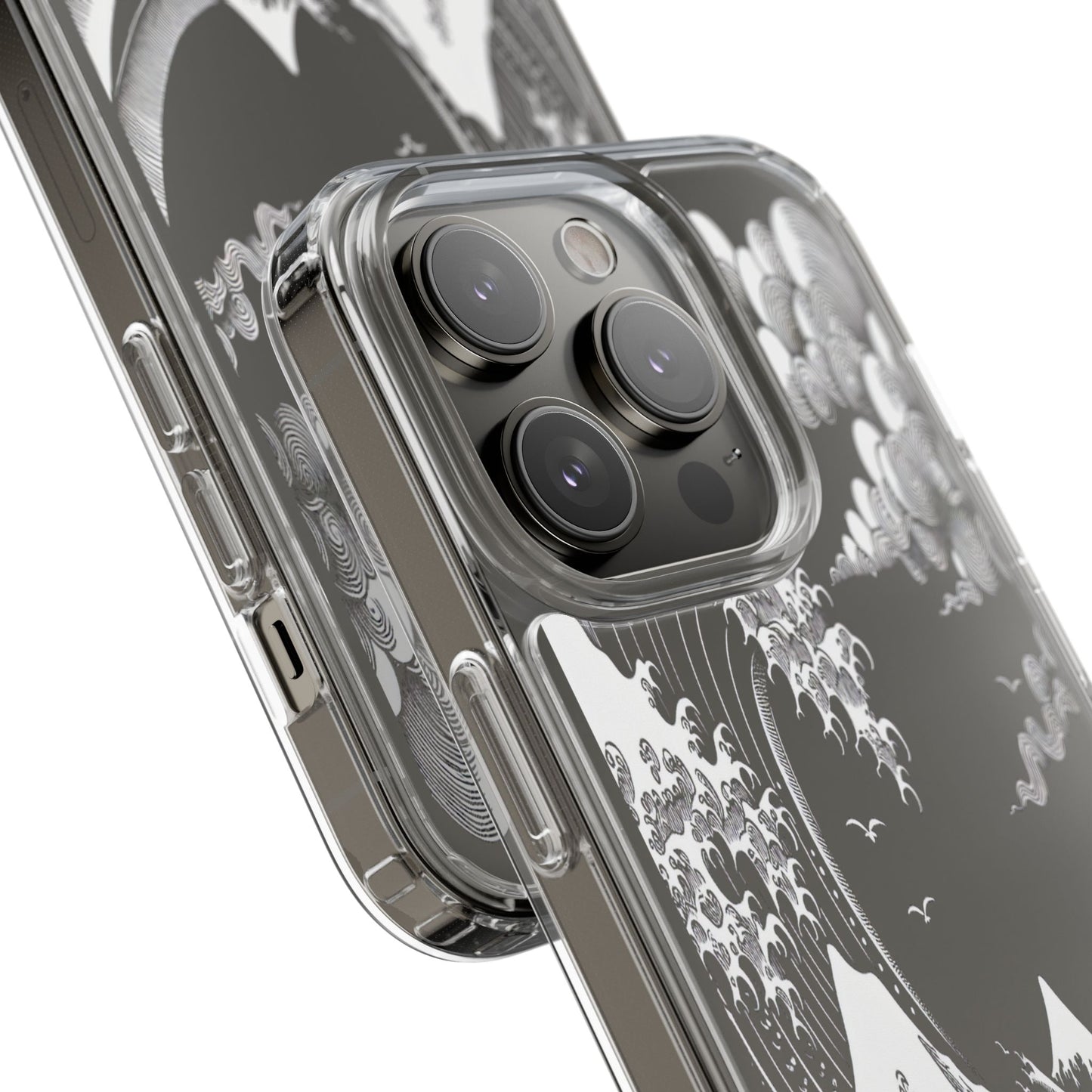 Transparent Waves and Mountains Iphone Case Compatible With Iphone 16 15 14 - Clear Phone Cover