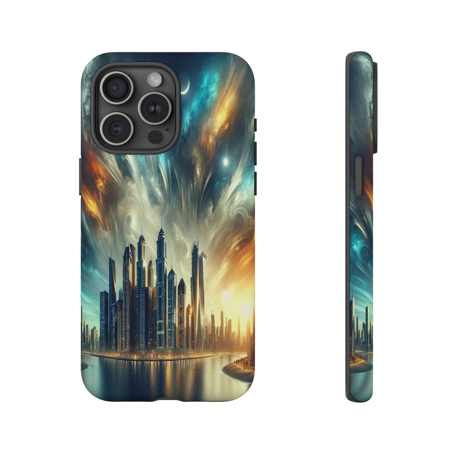 Cityscape under Celestial Tapestry - Phone Case