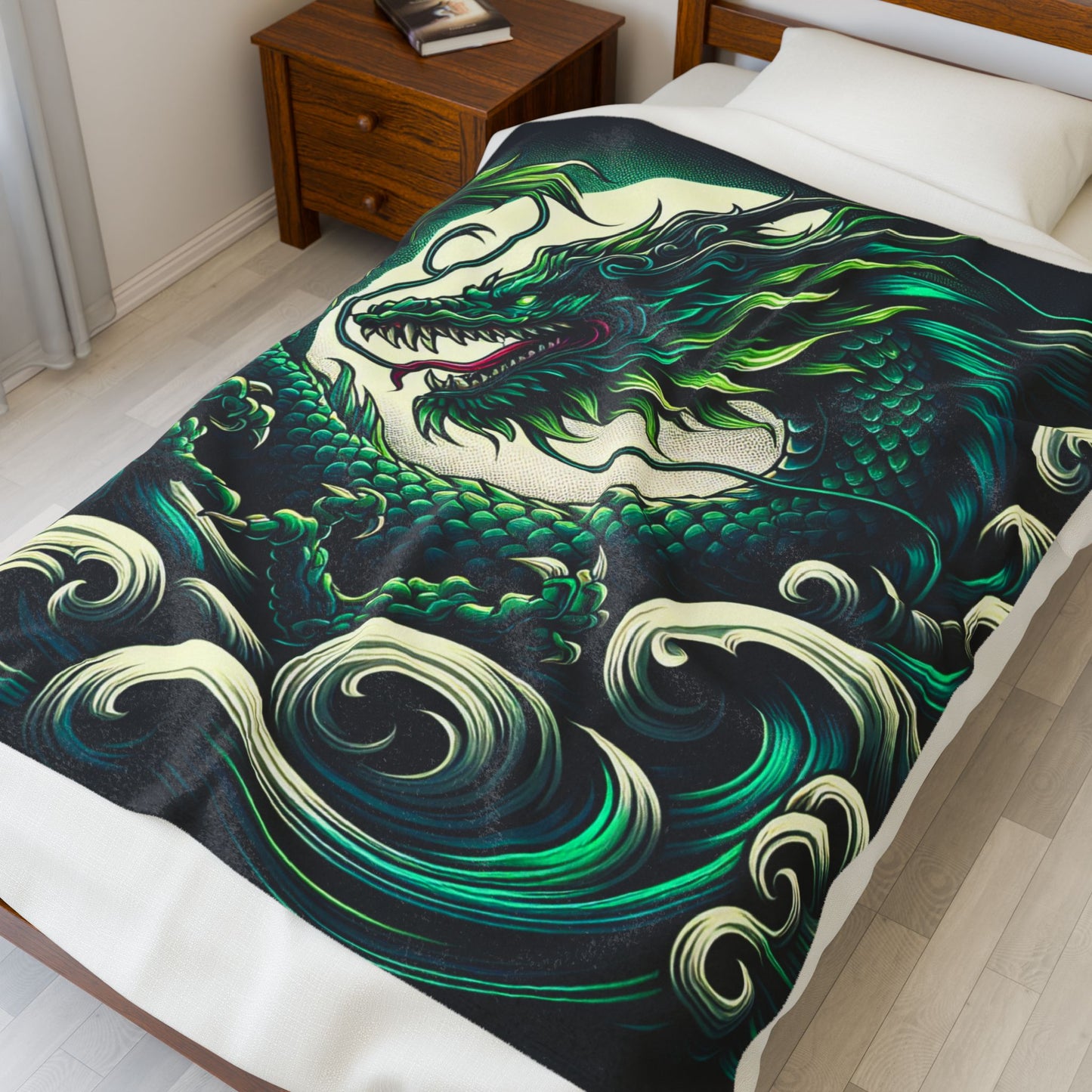 Dragon's Embrace of the Tides - Plush Blanket
