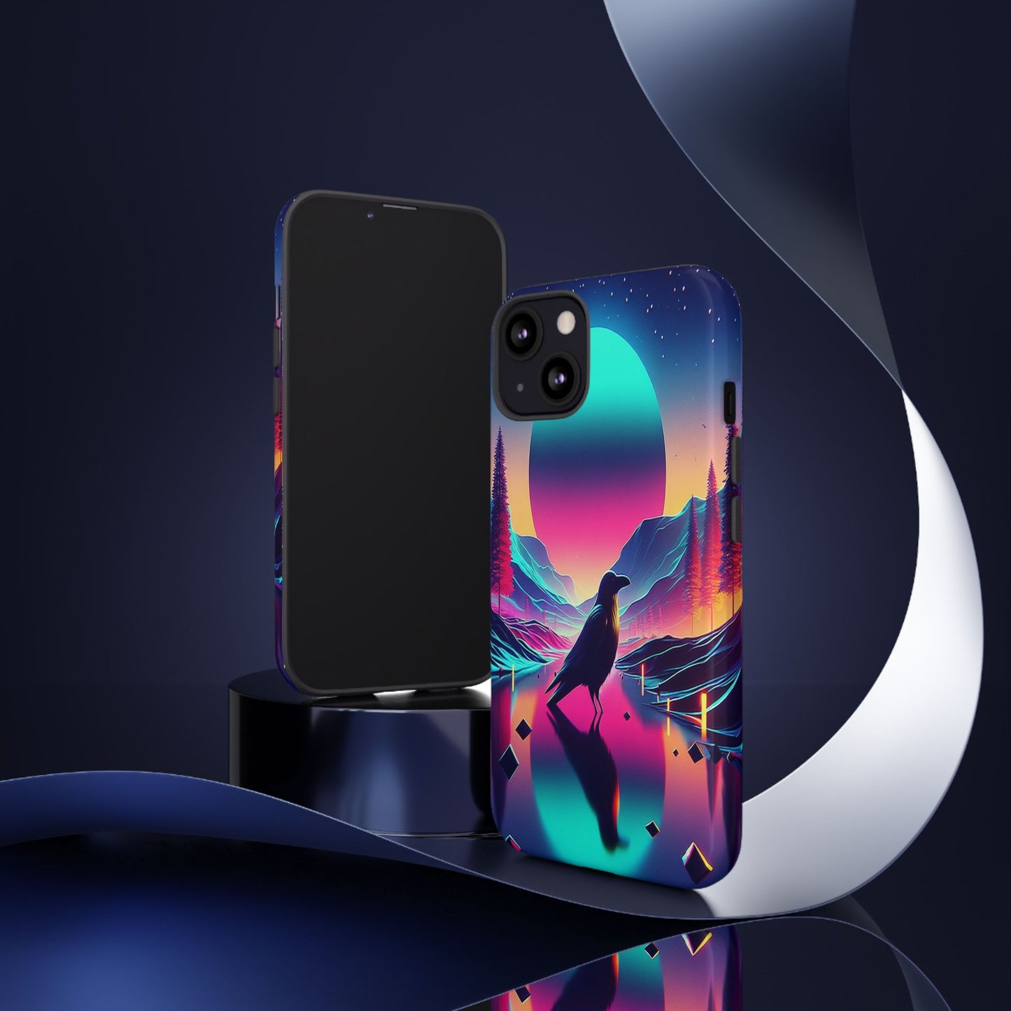 Celestial Horizon with Raven - Phone Case