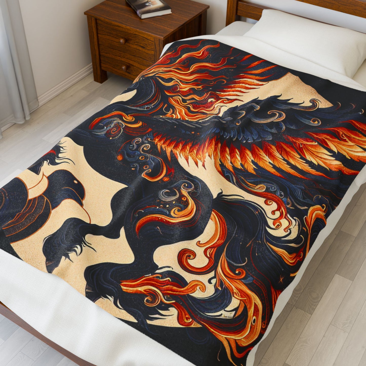 Fiery Winged Stallion - Plush Blanket