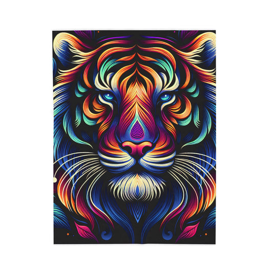 Majestic Beast in Vivid Tones - Plush Blanket
