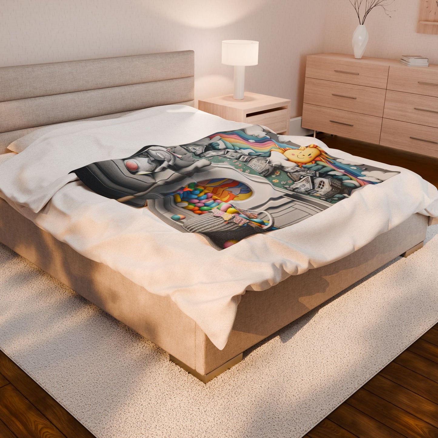 Imaginative Sunrise in a Child's Room - Plush Blanket