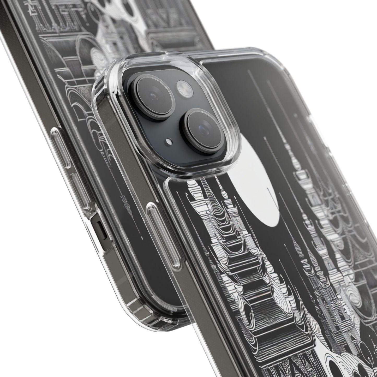 Transparent Temple Silhouette Under Bright Moon Iphone Case Compatible With Iphone 16 15 14 - Clear Phone Cover