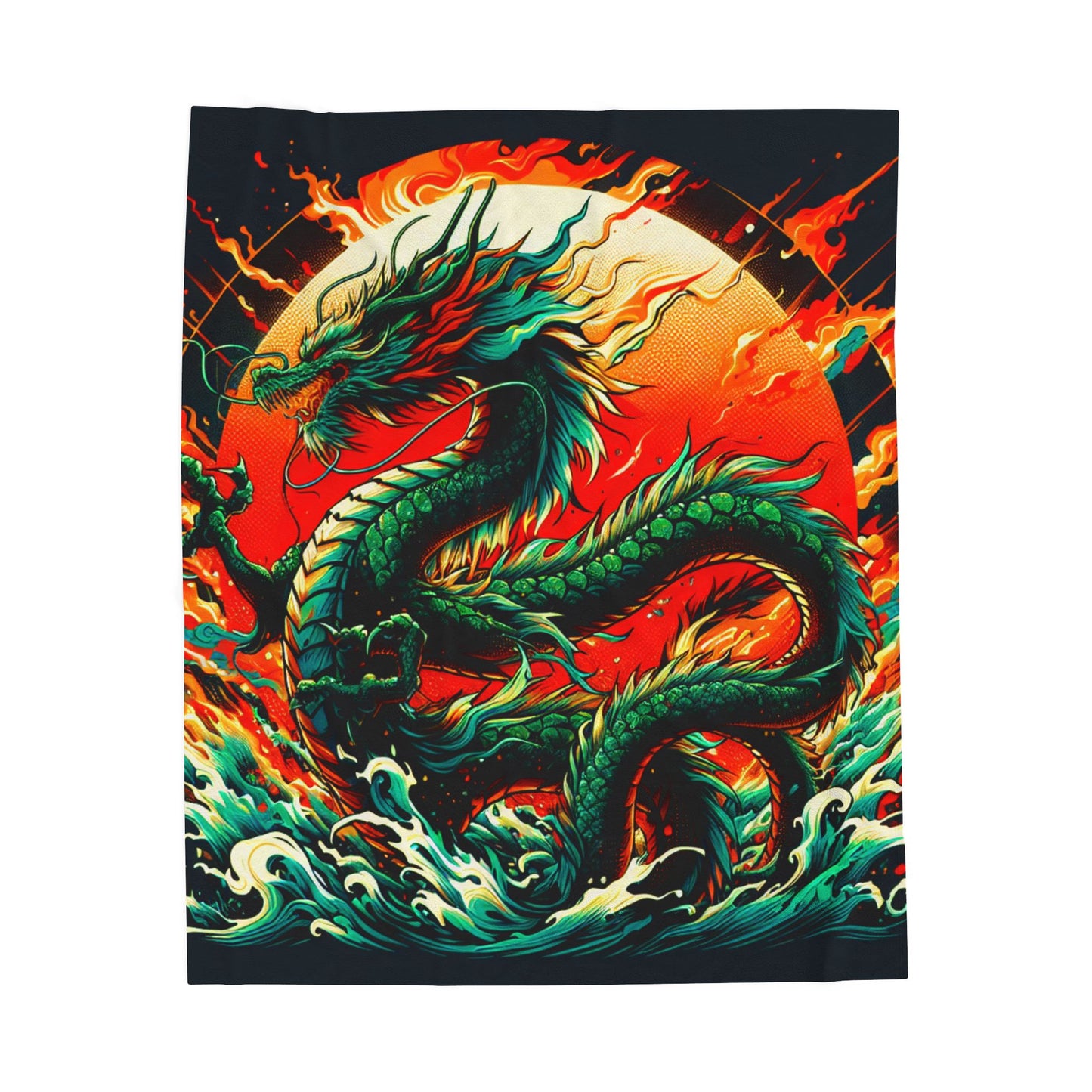 Dragon's Fiery Ascension - Plush Blanket