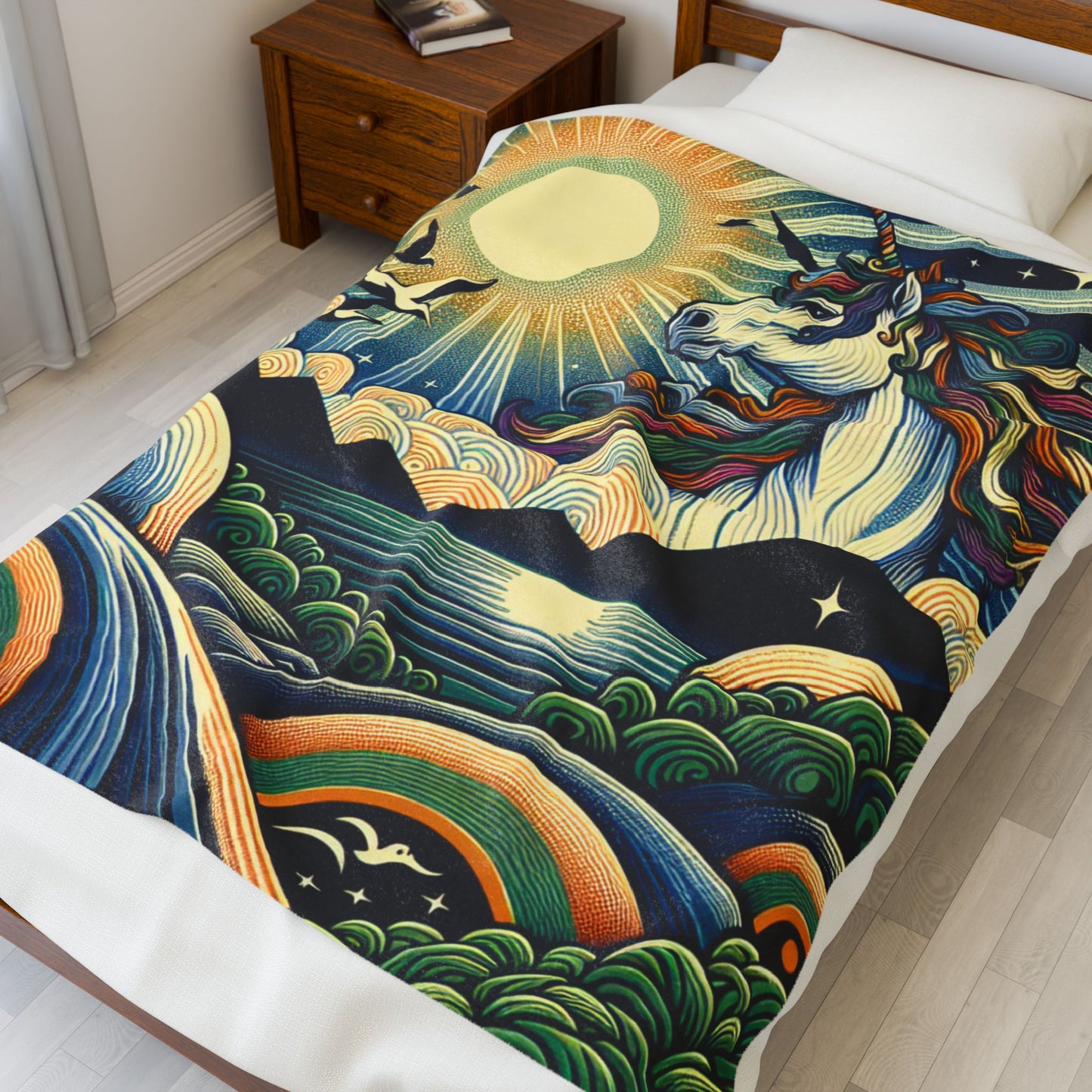 Mystical Unicorn Oasis - Plush Blanket