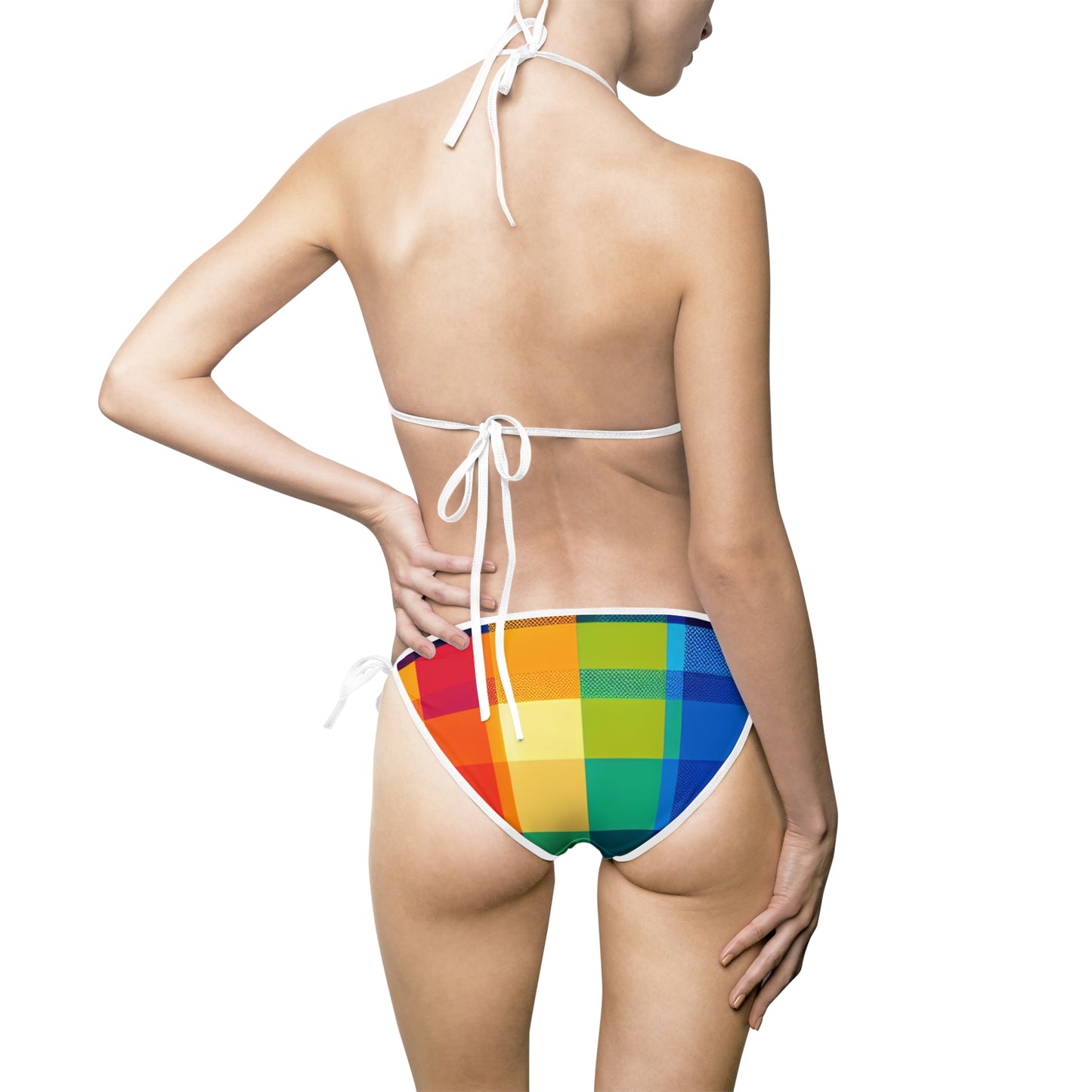 Women's Color Spectrum Grid Bikini Swimsuit