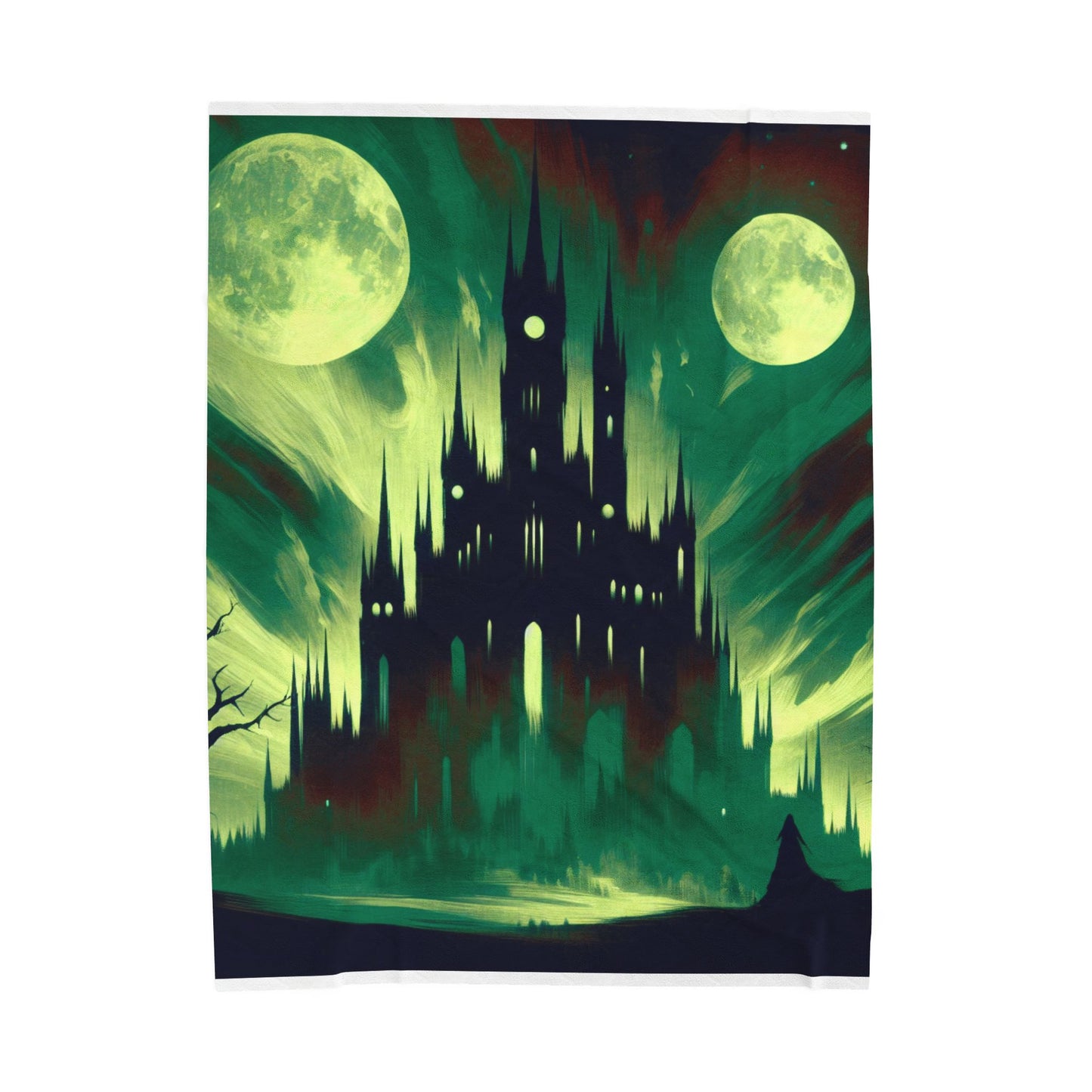 Moonlit Castle Shadows - Plush Blanket