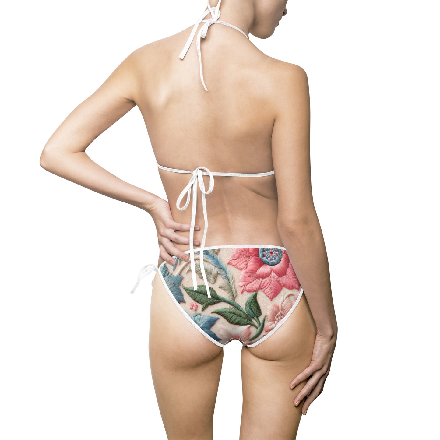 Women's Embroidered Garden of Pastel Hues Bikini Swimsuit