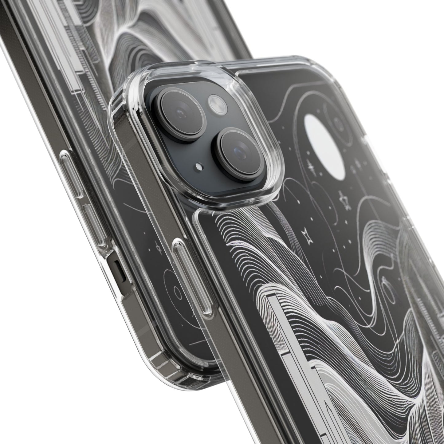 Transparent Illuminated Skyline Design Iphone Case Compatible With Iphone 16 15 14 - Clear Phone Cover