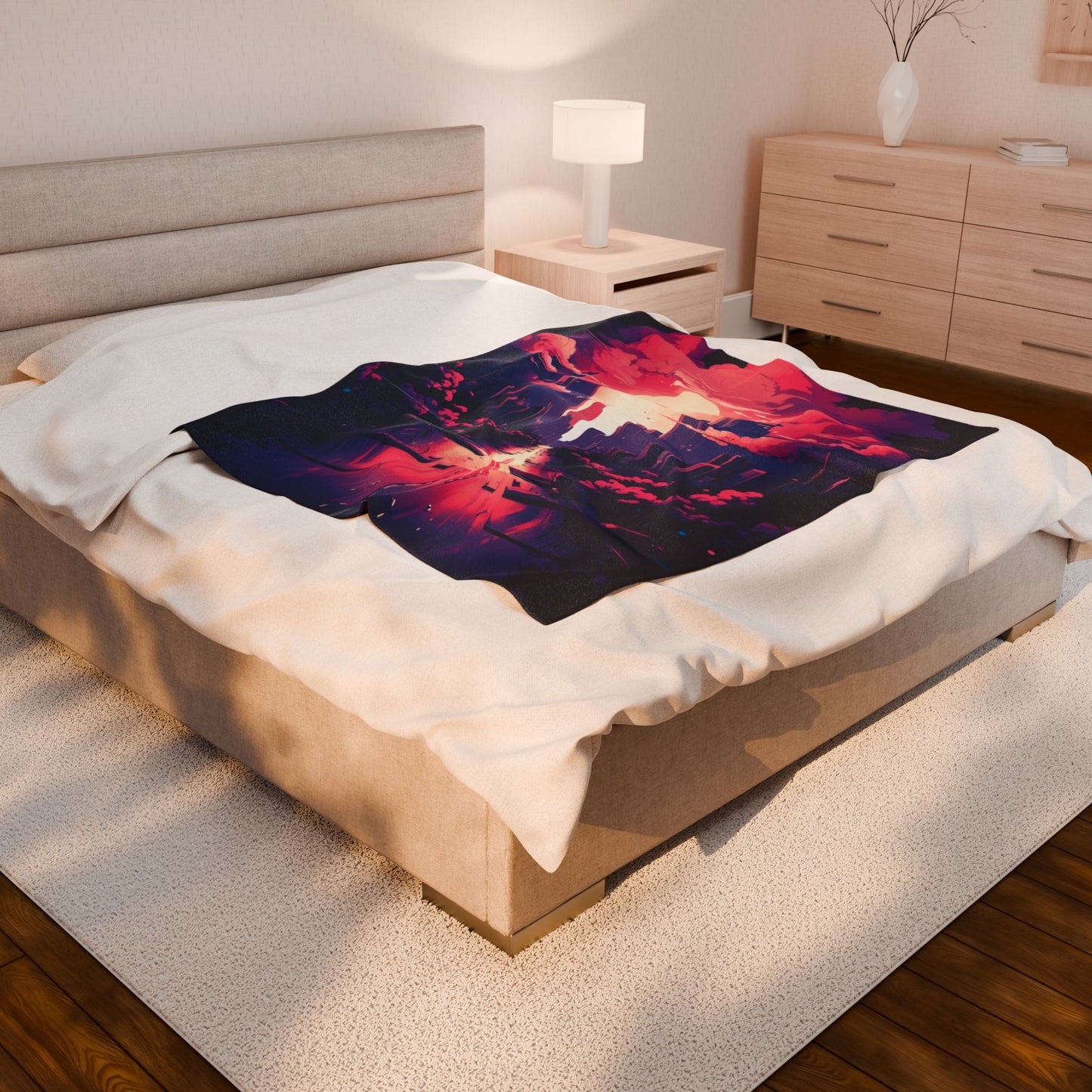 Sunset Metropolis Dreamscape- Plush Blanket