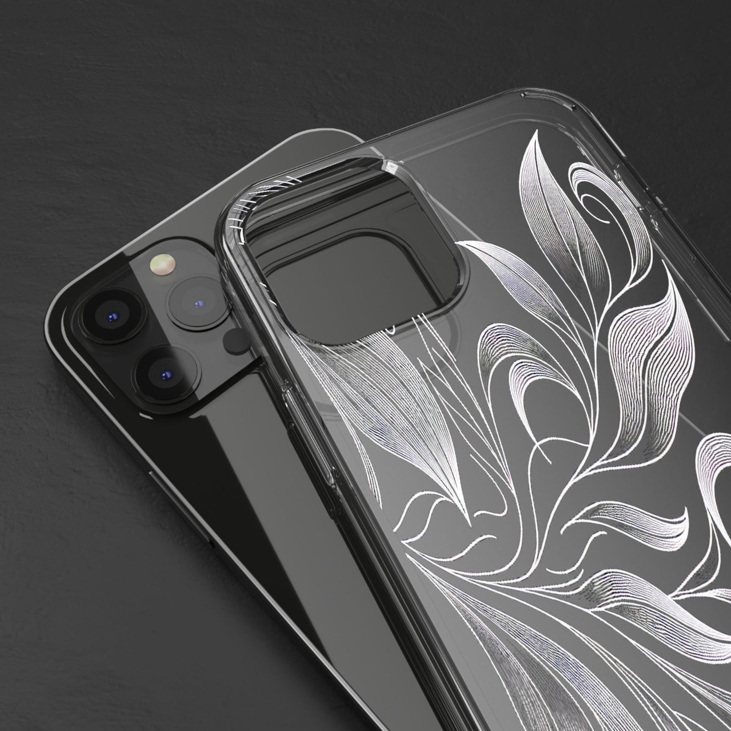 Transparent Nature's Embrace in Linework Iphone Case Compatible With Iphone 16 15 14 - Clear Phone Cover