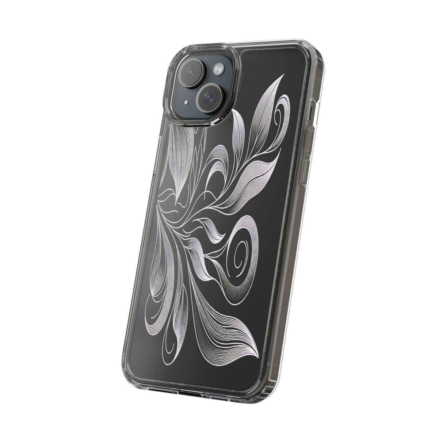 Transparent Nature's Embrace in Linework Iphone Case Compatible With Iphone 16 15 14 - Clear Phone Cover