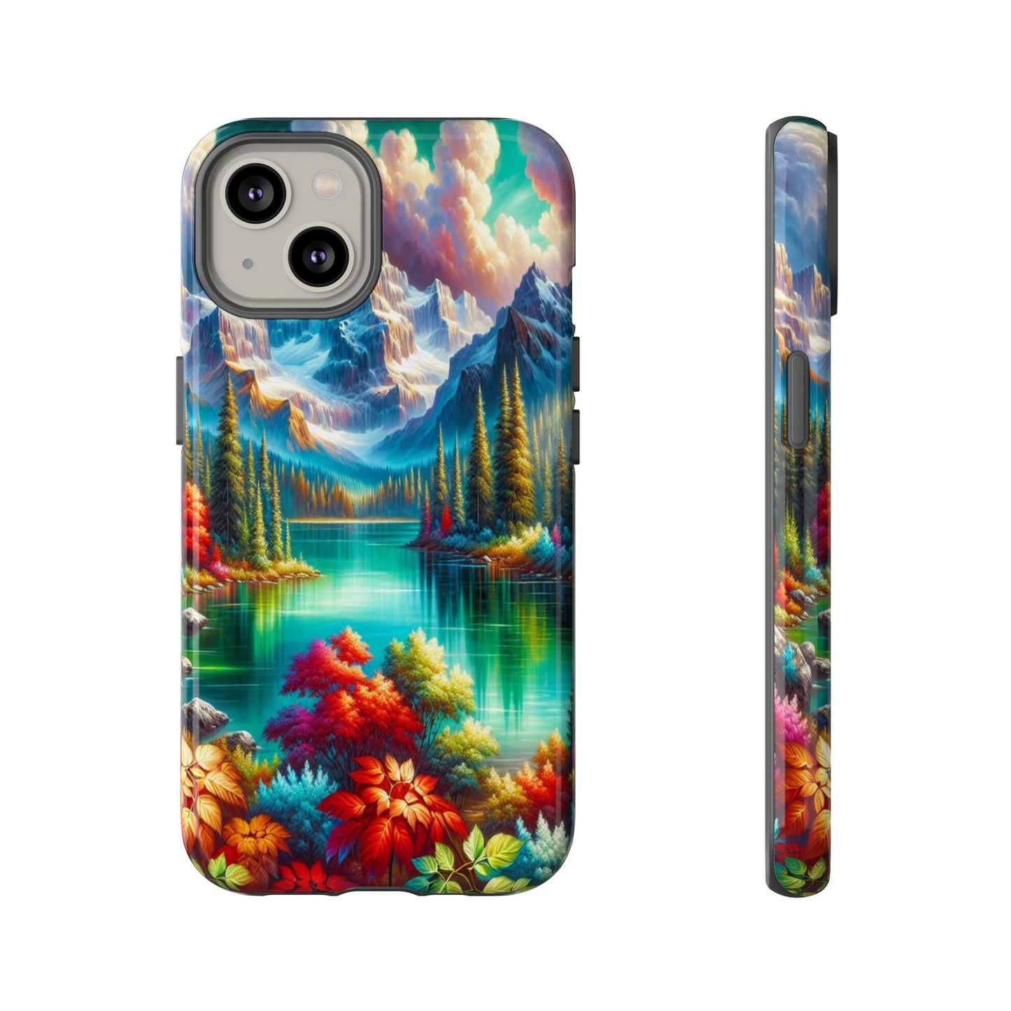 Colorful Mountain Lake Scene - Phone Case