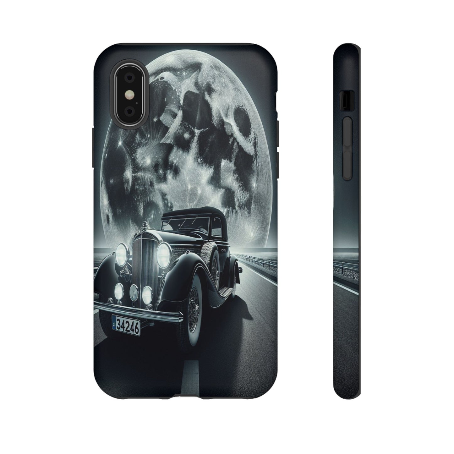 Moonlit Journey with Classic Car - Phone Case