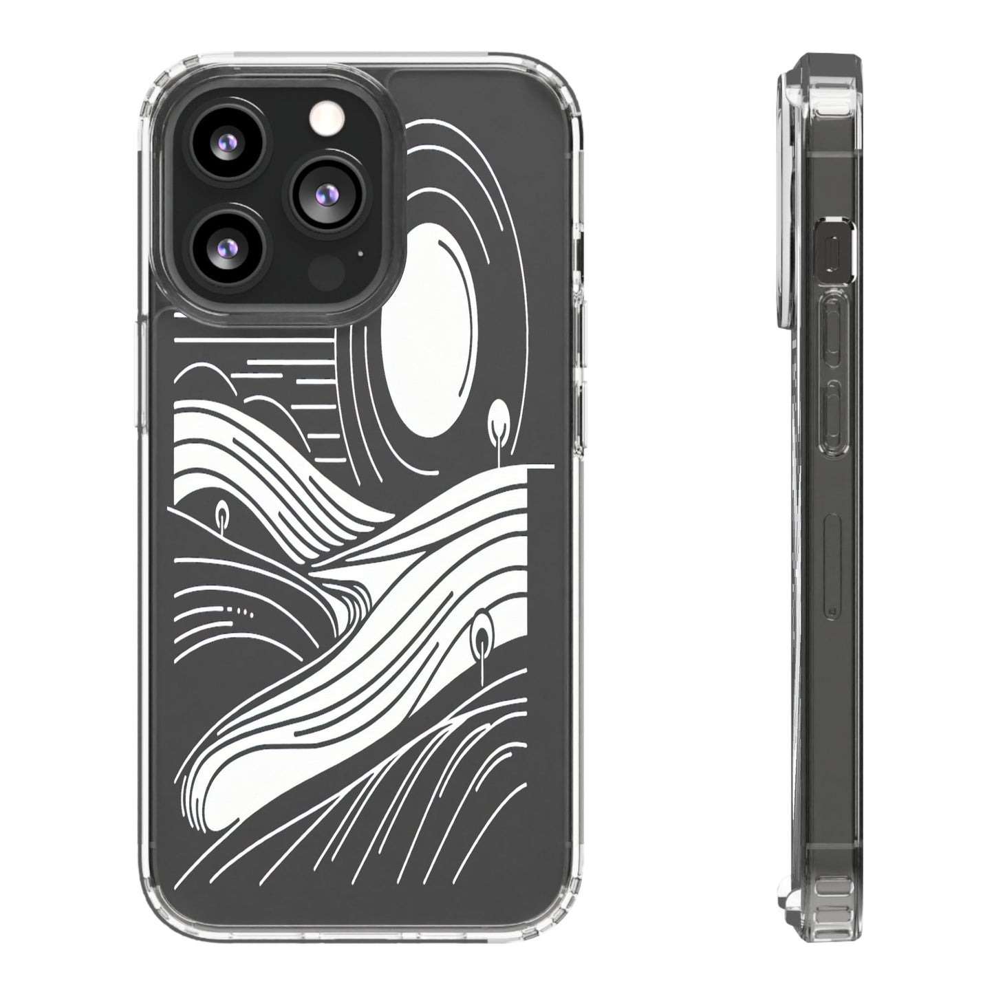 Transparent Horizon Curves Iphone Case Compatible With Iphone 16 15 14 - Clear Phone Cover